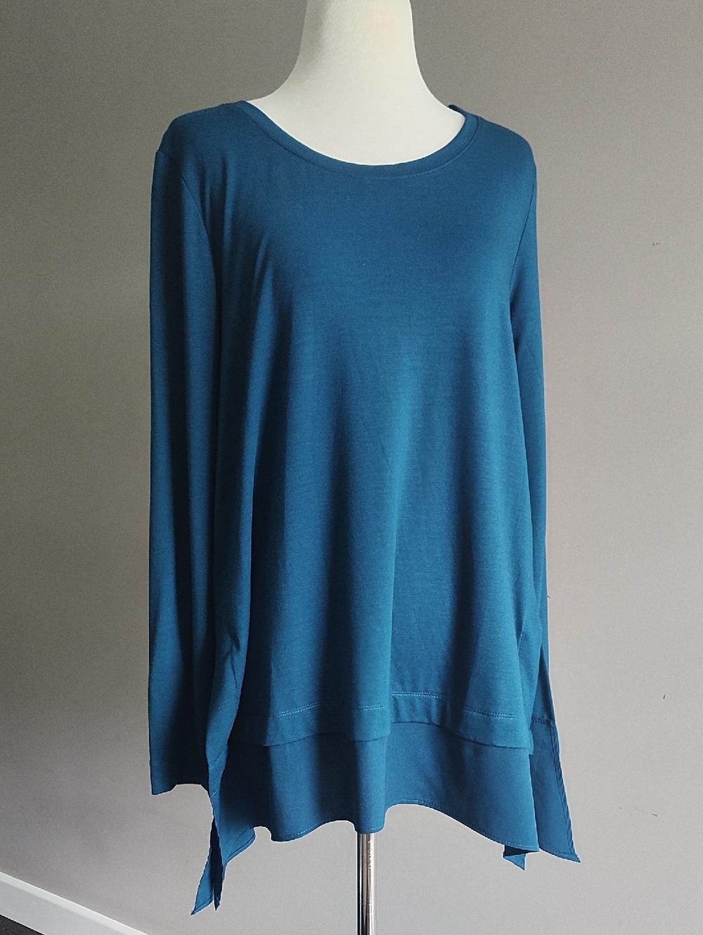Soft Surroundings Teal Long-Sleeve Scoop-Neck Tunic